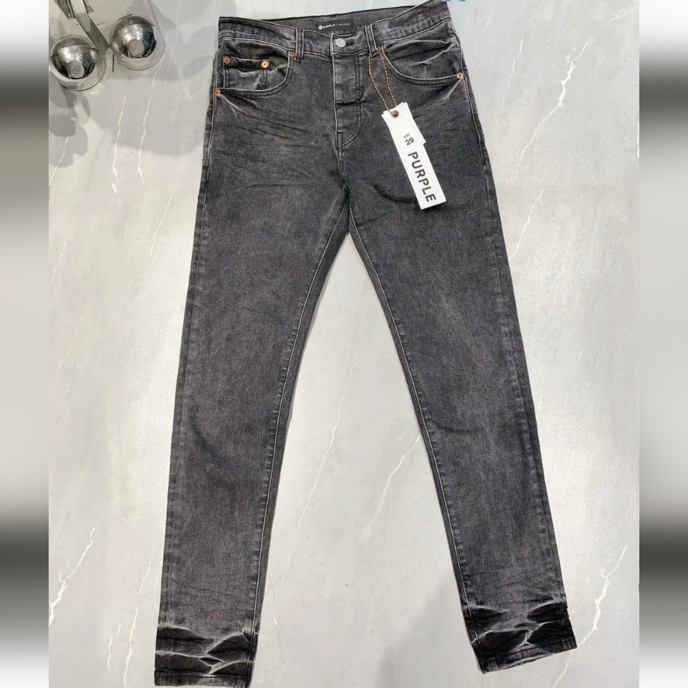 NWT Purple Brand Denim Jeans, Style P001 slim fit, low rise, slim leg, gray, 36